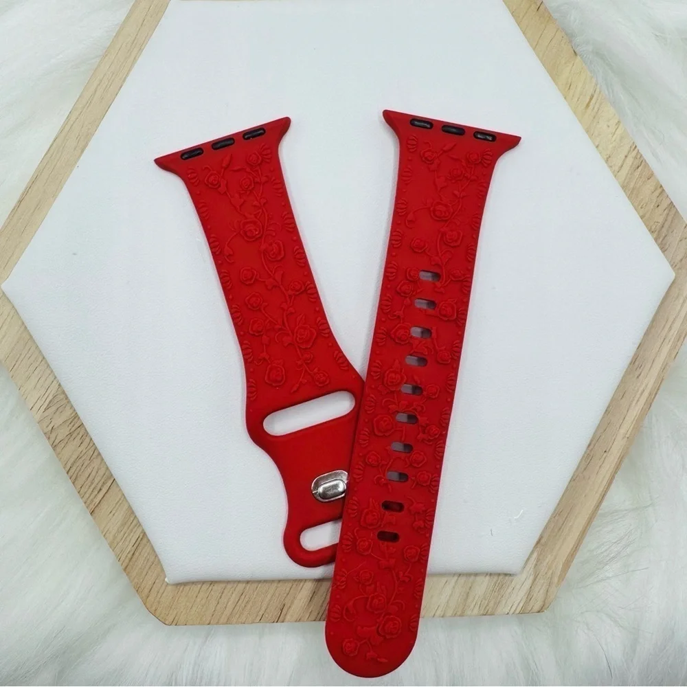 New Red Floral Design Apple Watch Bands  42mm 44mm 45mm 49mm